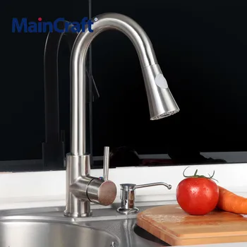 Best Kitchen Faucets Single Handle Pull Out Kitchen Brushed Tap Single Hole 360 Degree Swivel Hot Cold Water Mixer Tap Mixer Tap