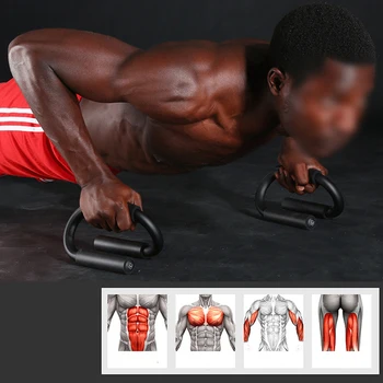 

Handle Bar Push Up Stands Home Gym Fitness Chest Exercise Black Compact