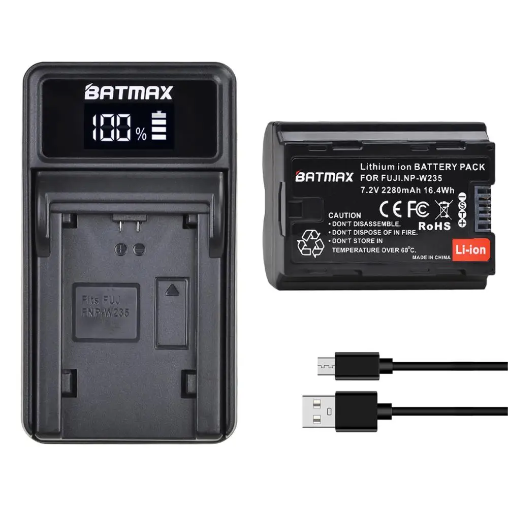 Batmax Np-W235 Np W235 Batteria + Caricatore Usb Led Per Fotocamera Digitale Fujifilm Fuji X-T4, Xt4,X-T5,X-H2