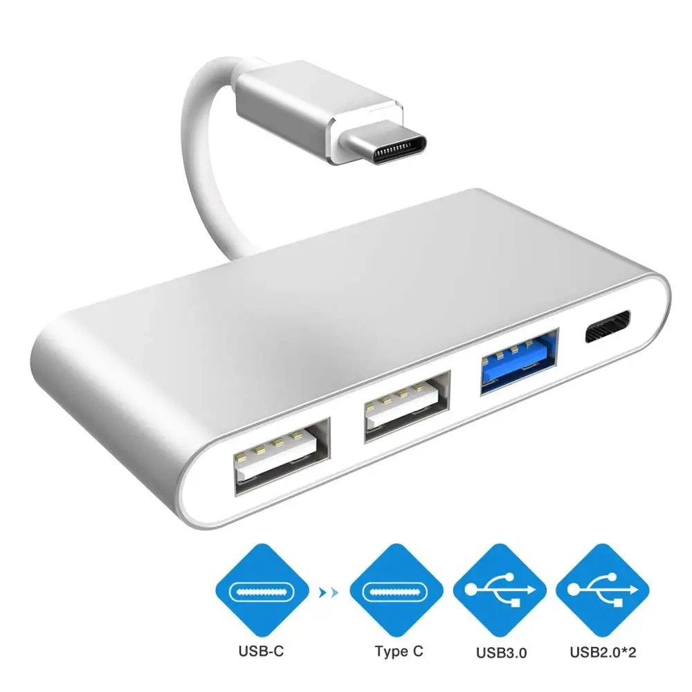 

Type C Hub with USB3.0 Double USB2.0 USB C Female Power Port Multi-Port USB C to USB OTG Data Adapter for Macbook Samsung Huawei
