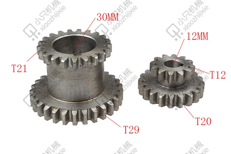 

free shipping 2 pcs / set Teeth T29xT21 T20xT12 Dual Dears Metal Lathe Gears For Sale
