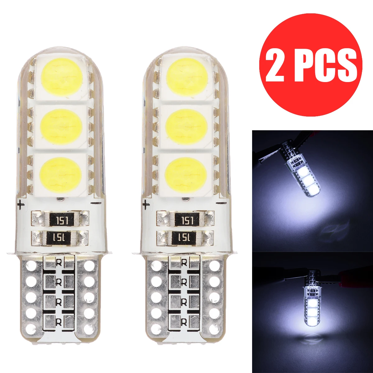 Mayitr 2pcs 12V T10 5050 6LED Turn Signal Silicone Lamp High Brightness Car Backup Tail Corner Parking Light Bulb