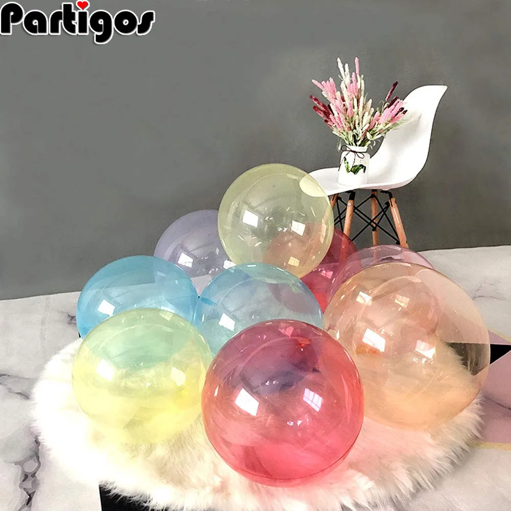 

10pcs 10inch no wrinkle Crystal Bubble Balloon Chain Party Decor Transparent Bobo Clear Helium Bubble Balloon Wedding Supply