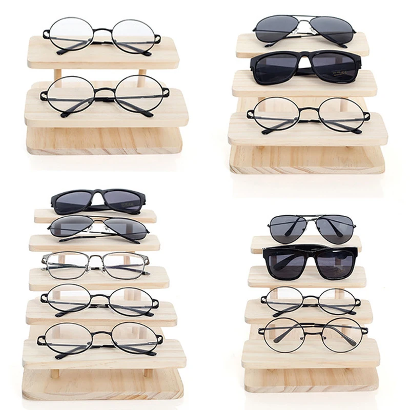 Rasalhaguer Assembleable Bamboo Sunglasses Stand Glasses Display Jewelry Holder Bracelet Watches Show Product 1-5Layers Options