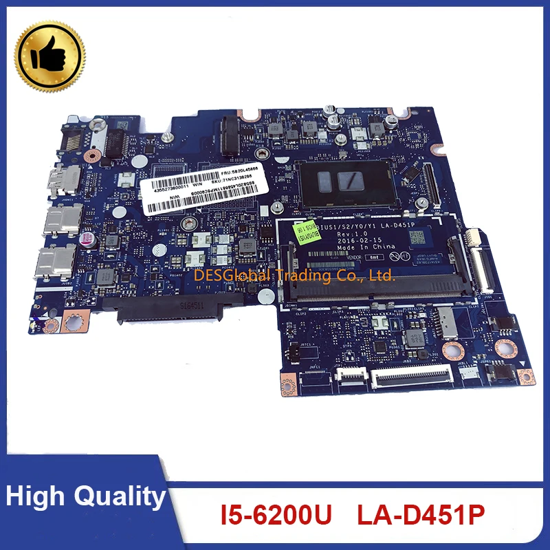 Very best For Lenovo YOGA 510S-14ISK 310s-14isk 510-14ISK Laptop Motherboard FLEX 4-1470 Mainboard LA-D451P I
