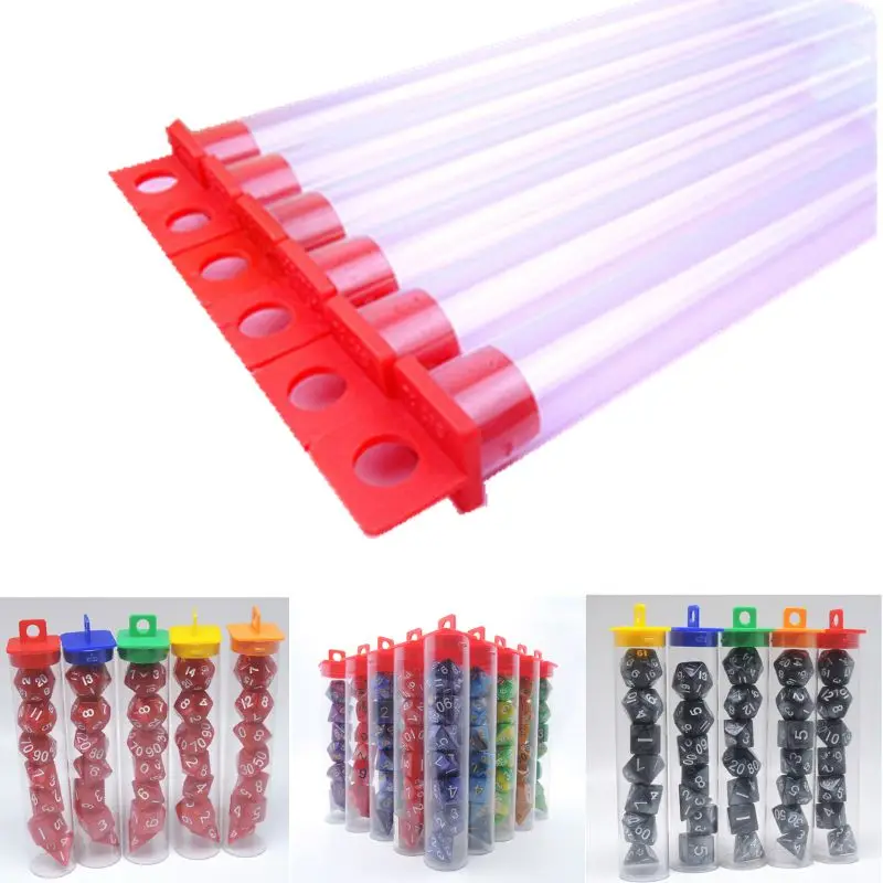 

Dice Packing Tube For DND D&D 7pcs Polyhedral Dice D4,D6,D8,D10,D10%,D12,D20