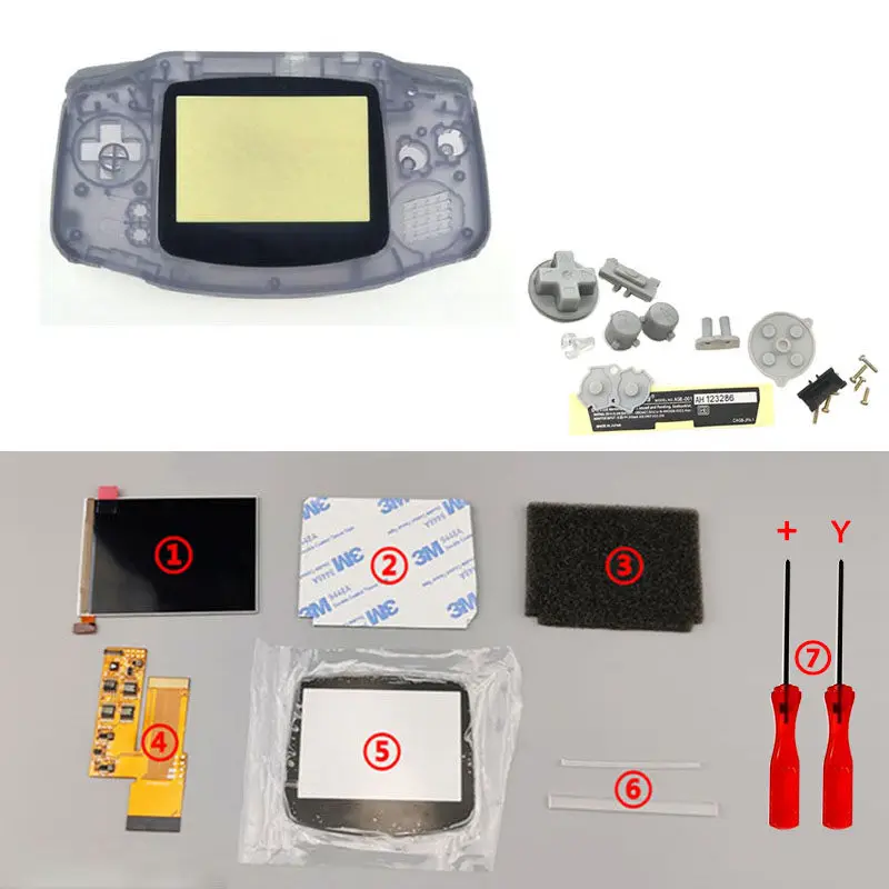 Ips V2 ЖК-экран с предварительно вырезанной оболочкой чехол для GBA подсветка lcd V2 экран 10 уровней высокой яркости Игровая приставка GBA корпус - Цвет: Glacier