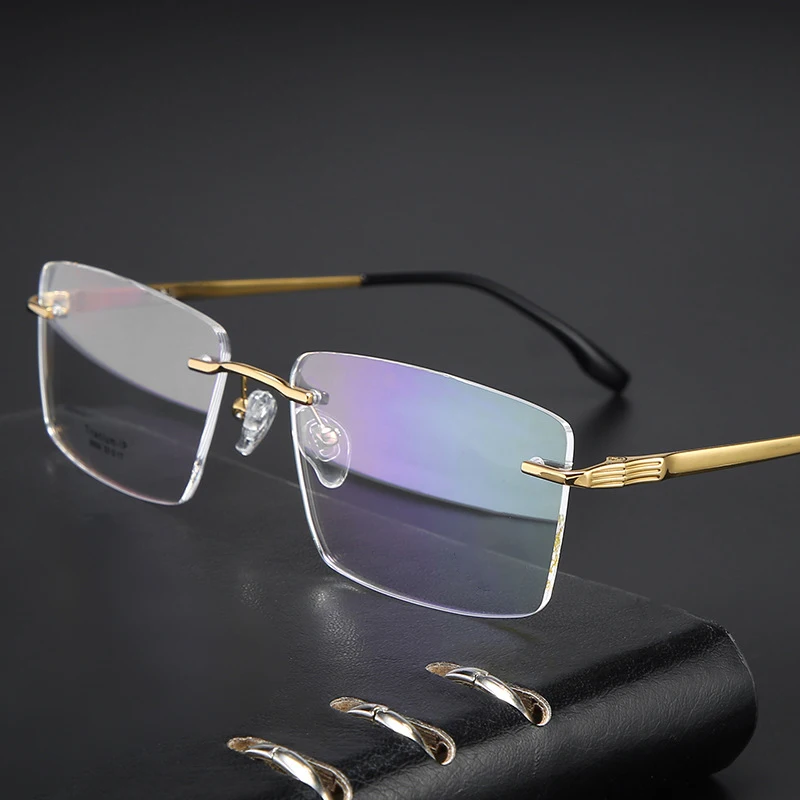 

Titanium Glasses Frame Men 2020 Vintage Rimless Eye Glasses Optical Eyeglasses Frames Prescription Spectacles Clear Eyewear Male