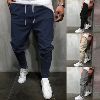 

Joggers Pants For Men New Track Pants Men Fashion Casual Men's Tie With Solid Color Eight-color Comfortable Joggers Pants 2019