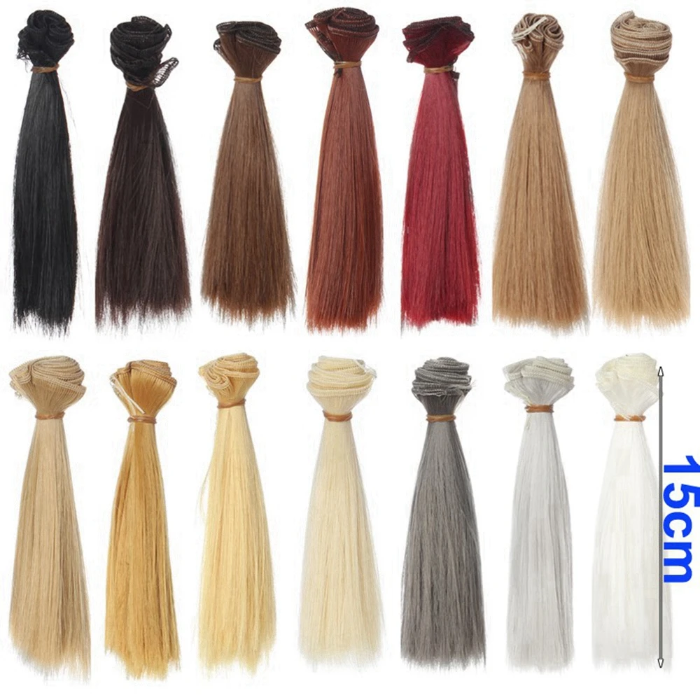 1/3 1/4/ 1/6 1/12 DIY Doll Accessories Straight Synthetic Fiber Wig Hair for High-temperature Wire Dolls Wigs 15cm | Игрушки и хобби