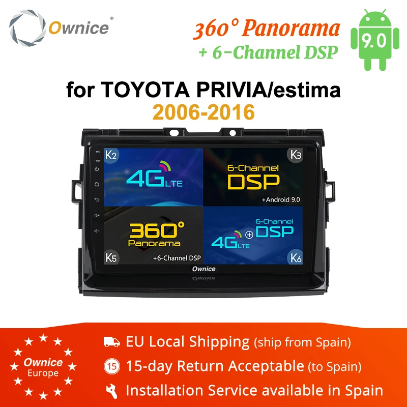 

Ownice Android for TOYOTA Estima/ PREVIA /Tarago/canarado k3 k5 k6 GPS player navi WIFI 4G 360 Panorama DSP SPDIF 2DIN Car Radio