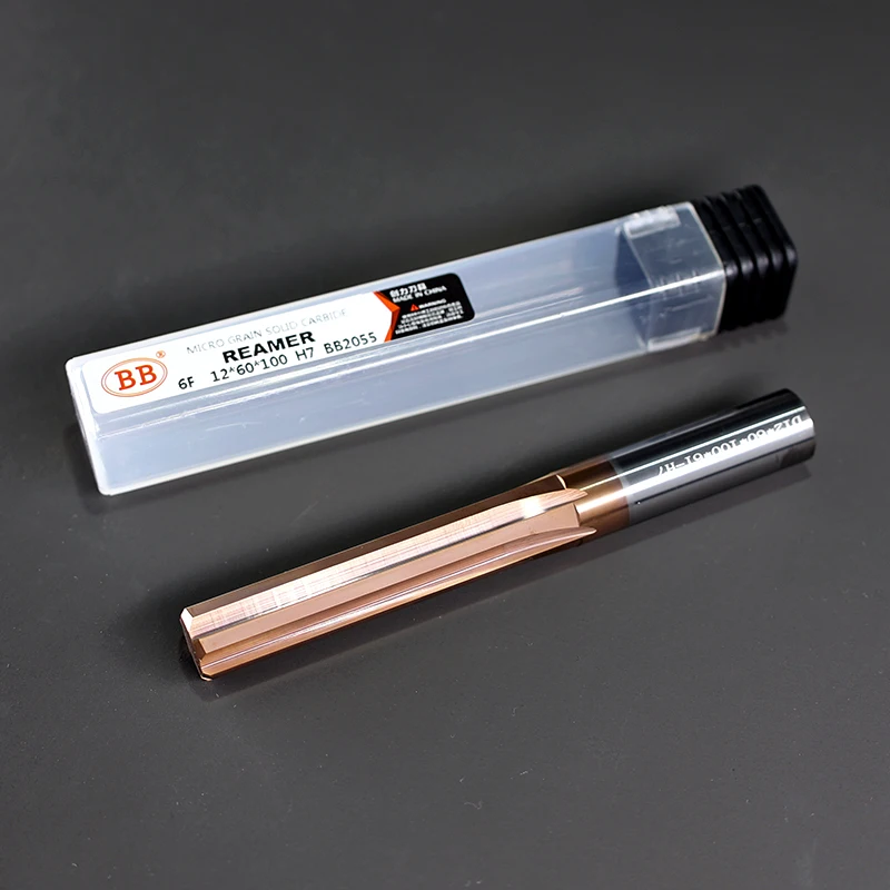 BB Carbide Machine Reamer Coated Straight Flute H7 Tolerance Chucking Hardened Steel Metal Cutter 6 Flutes CNC 6~20mm 6