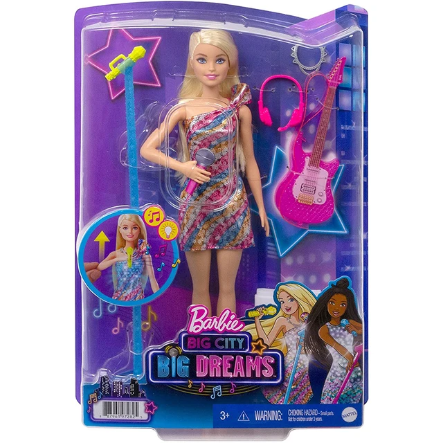 Barbie Big City Big Dreams Malibu Roberts Doll 12-in Blonde with Music Light-Up Feature Microphone Accessories Toy Birthday Gift 5