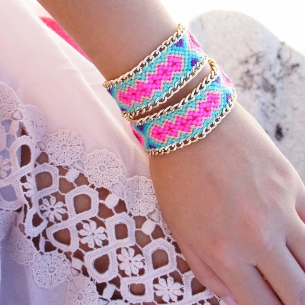 Bransoletki damskie pulseras богемный Бохо Браслет Дружбы ручная работа Плетеный Хлопок