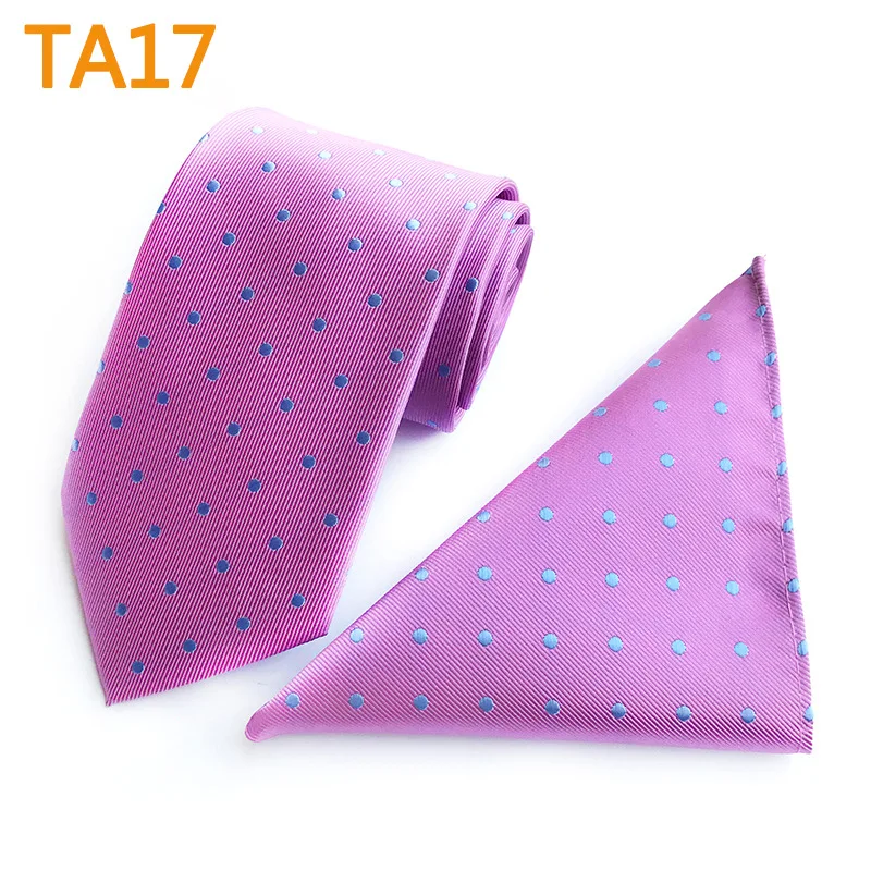 Necktie Set Для мужчин Жаккард Пейсли Полосатый клетка, горошек галстук-бабочка полиэстер Свадебная вечеринка платок носовой платок комплект платок узкий галстук на шею - Цвет: Necktie Set