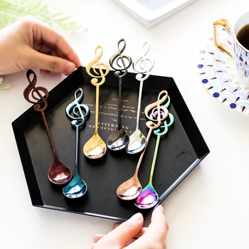 

4pcs Creative Musical Note Coffee Spoons Stainless Steel Tea Stirring Spoons Set Sugar Ice Cream Mug Dessert TeaspoonTableware