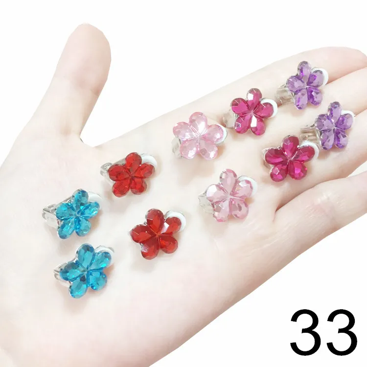 10pcs/Set Mixed Styles Cartoon Children Jewelry Baby Girl Earrings Kids Ear Clip On Pierced Alloy Painless