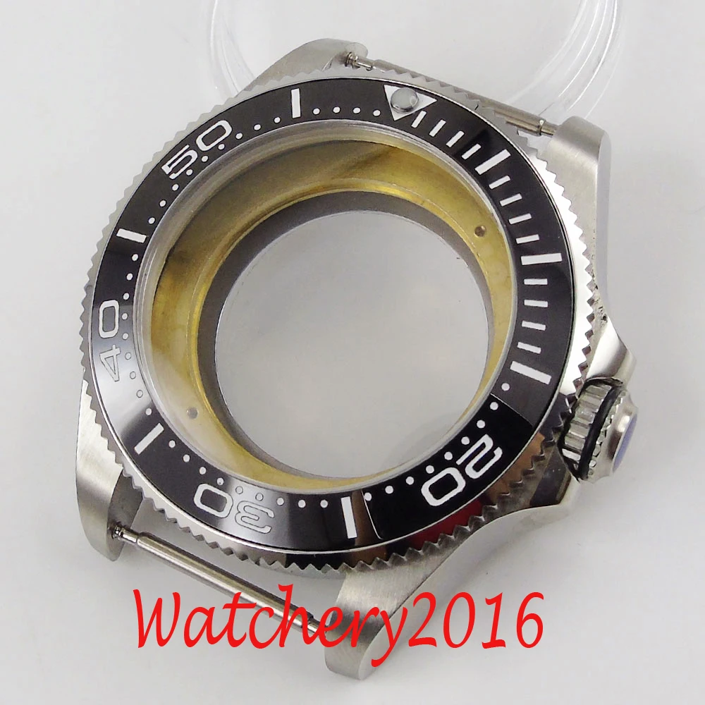 

43mm Sapphire glass ceramic transparent Watch Case fit Miyota 82 series movement