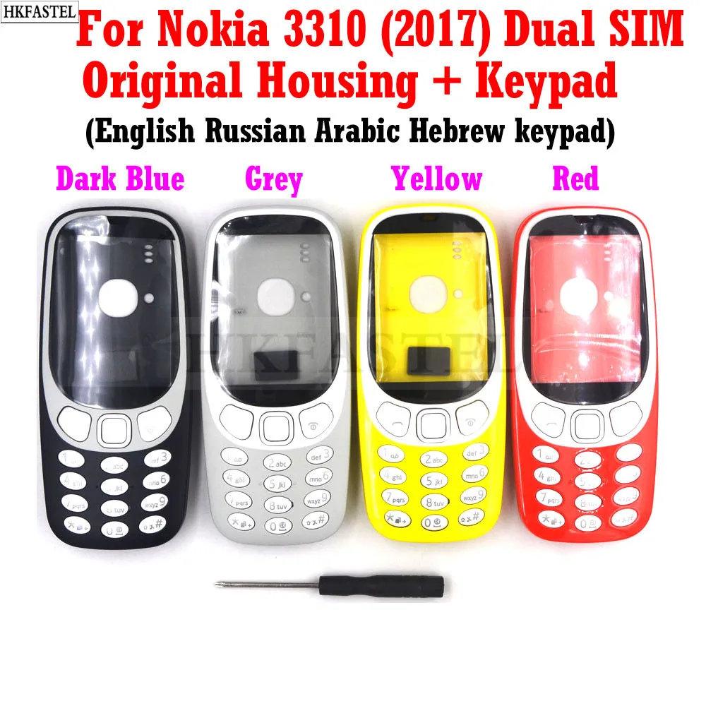 Hkfatel новый оригинальный корпус клавиатура для Nokia 3310 2017 две sim карты мобильный