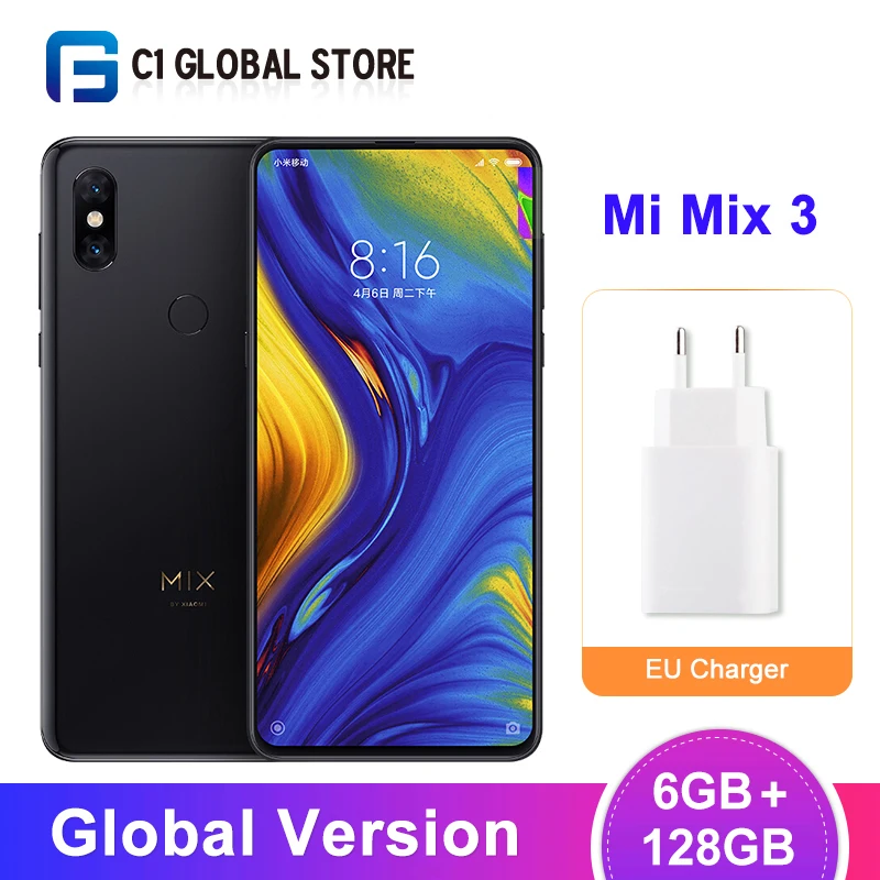 Глобальная версия Xiaomi mi x 3, 6 ГБ, 128 ГБ, Смартфон Snapdragon 845, четыре ядра, ползунок 6,39 дюйма, полный экран, двойная камера AI, QC 4,0, NFC