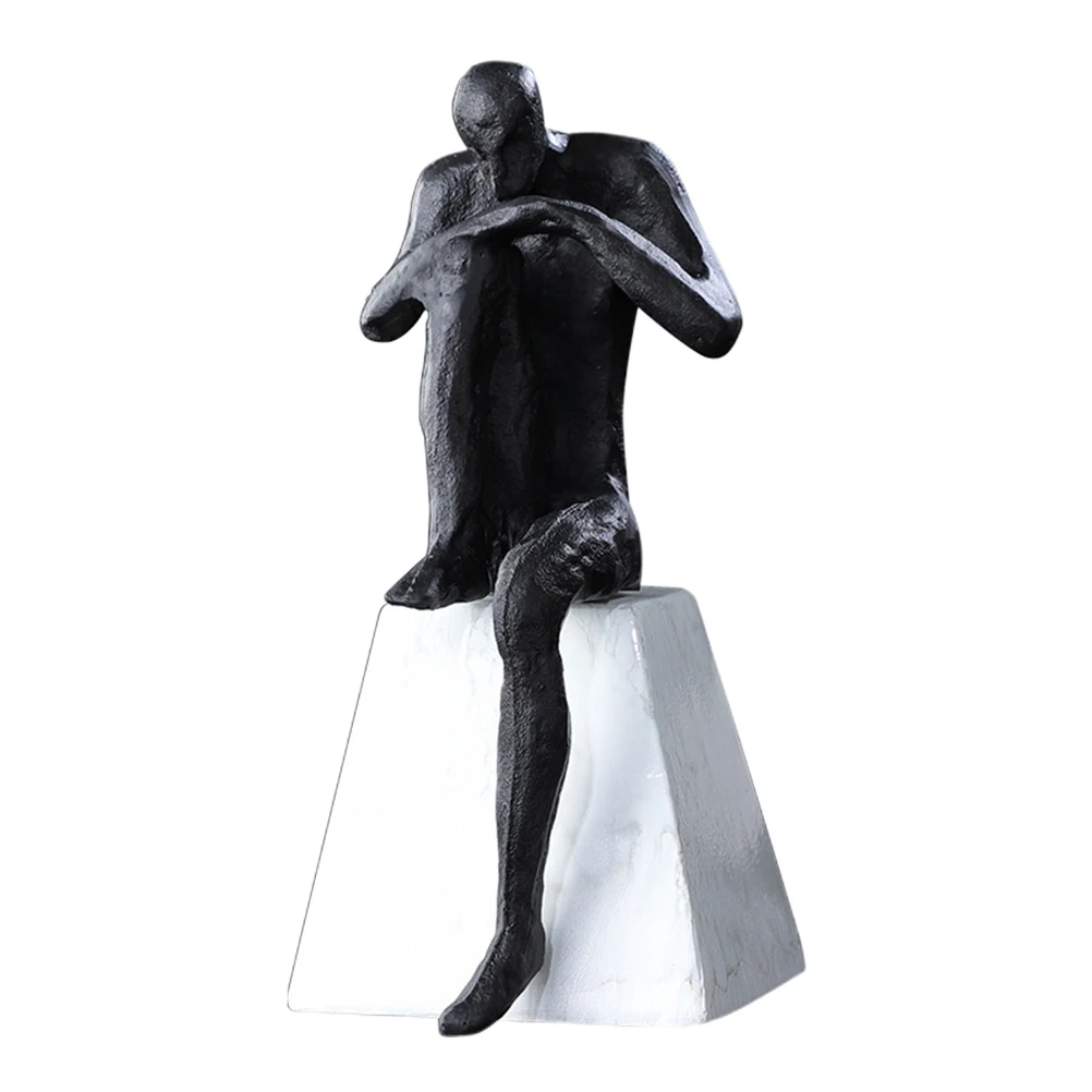

1pc Thinker Sculpture Decor Simple Style Resin Craft Birthday Gift Desktop Ornament Thinker Statue For Store Shop Home