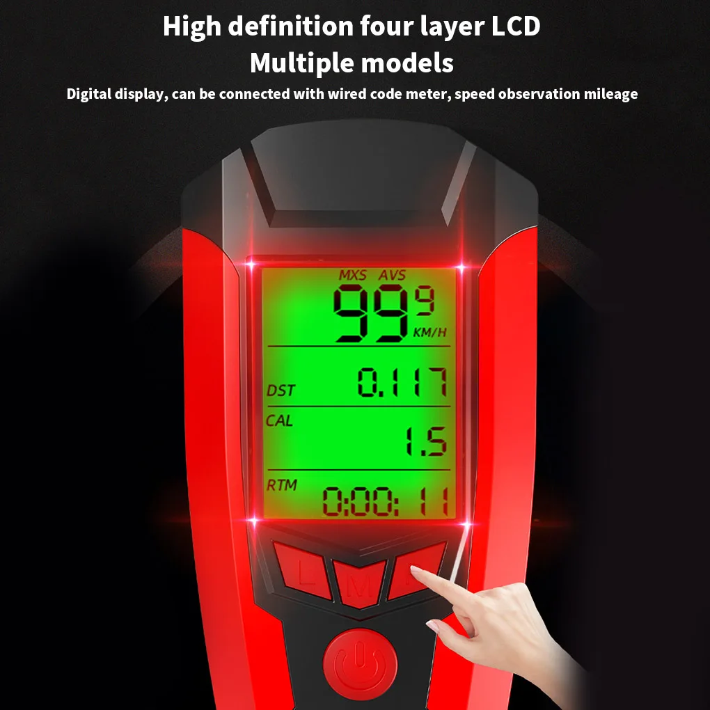 3 in 1 USB Bike Front Light 5 LED Bicycle Computer Horn Bicycle Flashlight IPX4 Waterproof Odometer Computer Speedometer