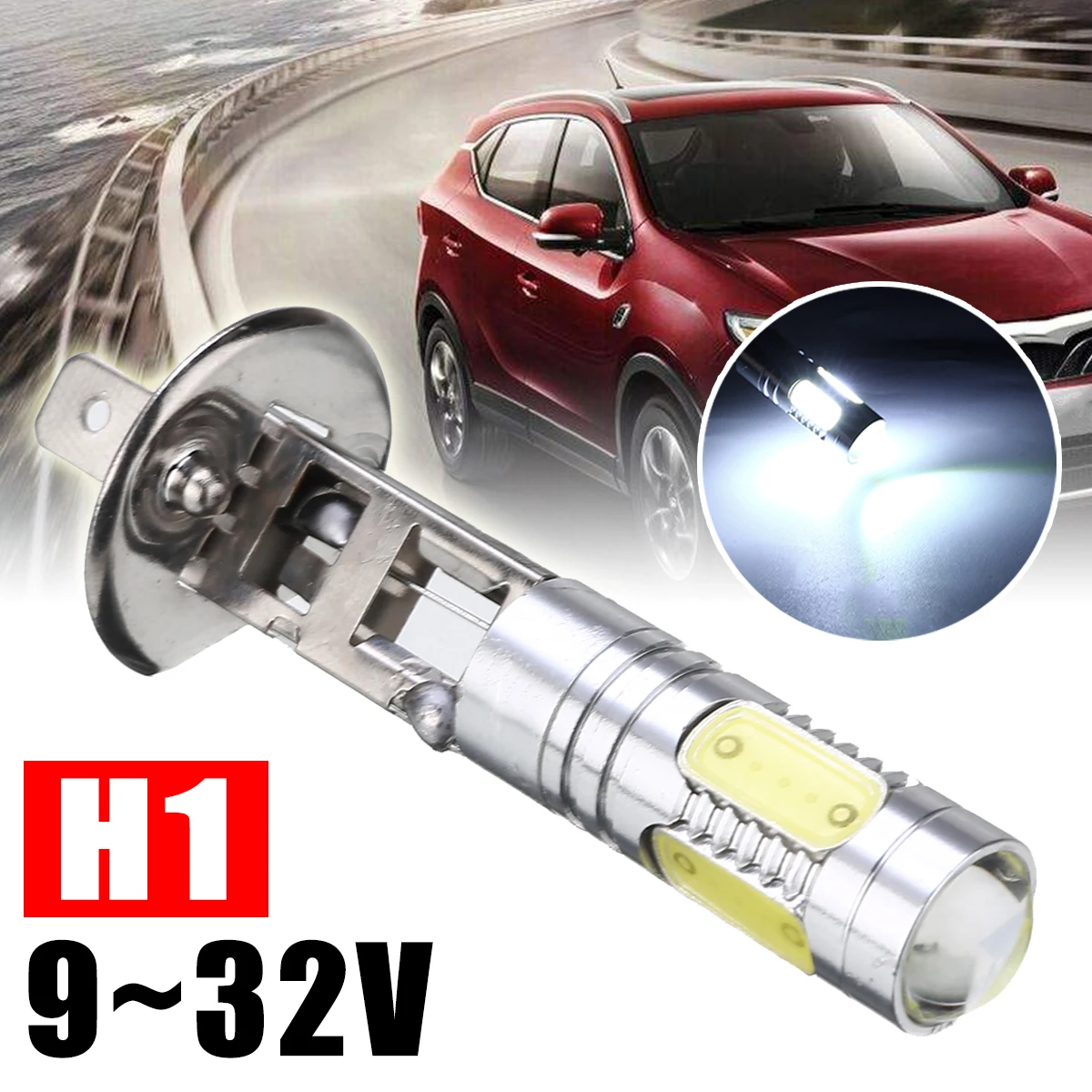 

Mayitr 1pc 9~32V H1 Q5 4COB LED Car Fog Lamp 450LM 6000K-7000K Auto Daytime Running Light Headlight Bulb Super White