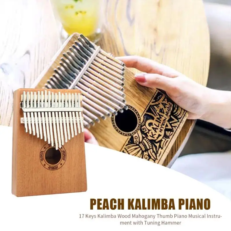 17 клавиш Kalimba дерево красное дерево большой палец Пианино музыкальный инструмент с тюнинг молоток тканевая наклейка Сумка