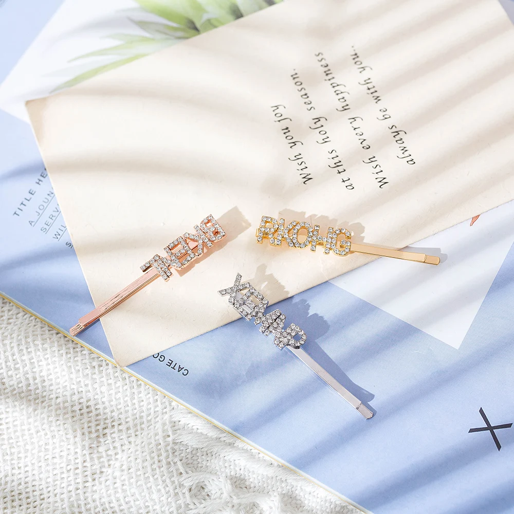 FYH02 корейский стиль настраиваемым именем заколки высококачественные Стразы Медь свадебные туфли с украшением в виде кристаллов свадебное платье для укладки волос