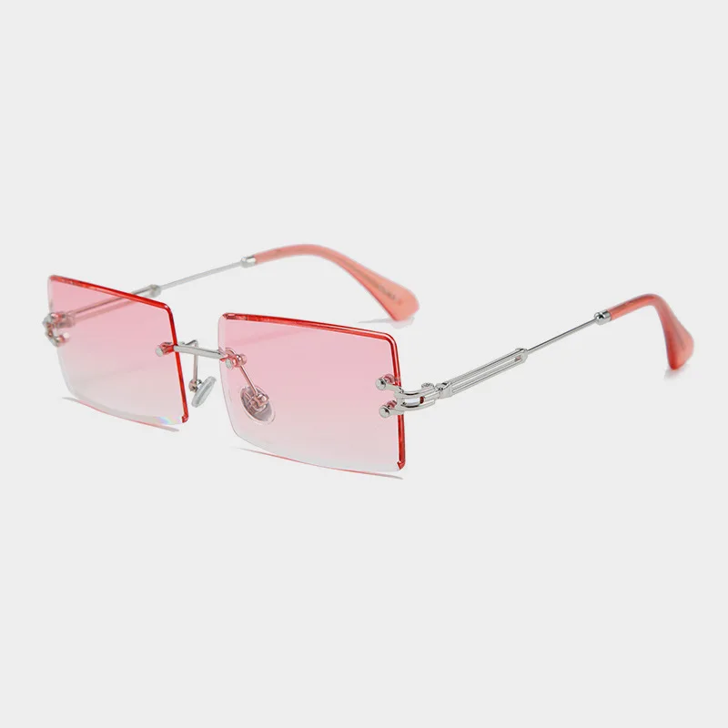 Pink Модные прямоугольные градиентные солнцезащитные очки, женские солнцезащитные очки без оправы, роскошные солнцезащитные очки для женщин - Цвет линз: Pink
