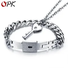 ОПК Высококачественный Браслет концентрический замок пара браслет ожерелье Любовь ключ титановая сталь кулон вечный тиффан Женский замок мужской