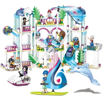 

New 4In1 Heartlake Resort Building Block Set Compatible Friends City Series Girl Assemble DIY Brick Toys for Girls Children Gift