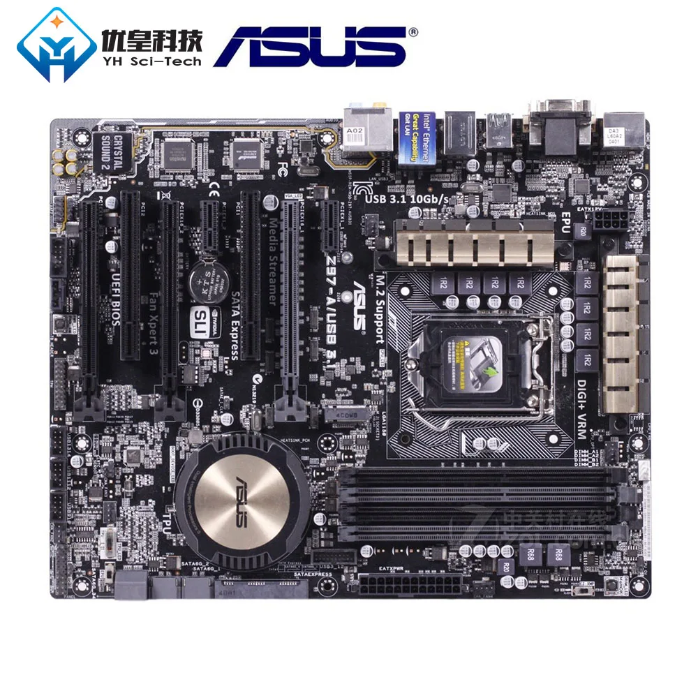 Asus Z97-A/USB3.1 Intel Z97 Оригинальное используемое настольное гнездо для материнской платы LGA 1150 Core i7/i5/i3/Pentium/Celeron DDR3 32G ATX