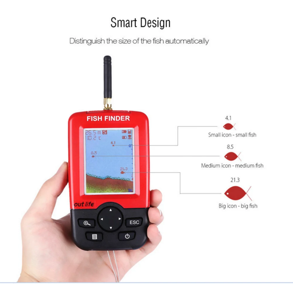  Smart Portable Depth Fish Finder with 100M Wireless Sonar Sensor Echo Sounder Fishfinder for Lake S - 4000127666590