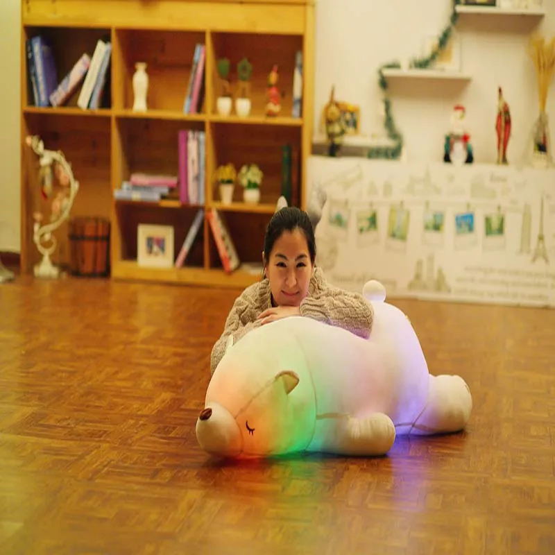 1 шт. 45-110 см светящиеся плюшевые игрушки белый медведь красочные светящиеся игрушки животных для девочки Kawaii светодиодный светильник игрушка мягкая подушка для ребенка - Цвет: 70cm only Glow