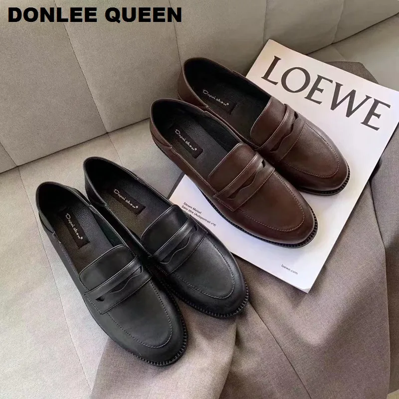 

New Flats Casual Shoes Women Loafers Slip On Moccasins Round Toe Flat British Oxford Shoes For Women Chaussure zapatos de mujer