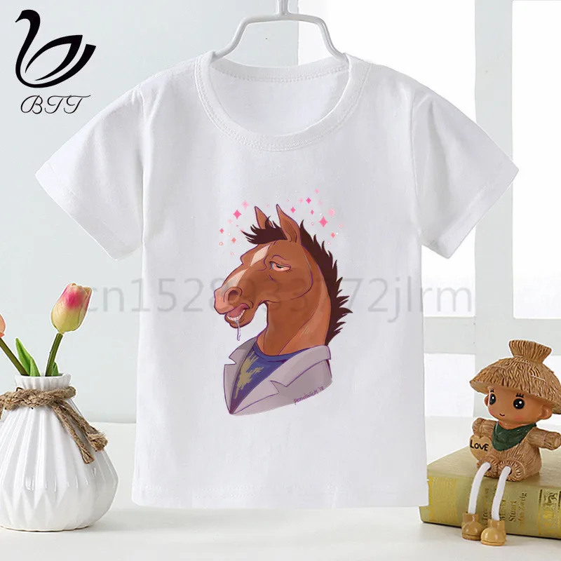 Bojack Horseman/Летний стиль; Забавные милые топы для девочек; модная уличная одежда; Harajuku; футболка для мальчиков; уличная детская футболка - Цвет: D
