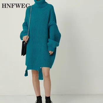 

Turtleneck Sweater Dress Female Korean Style Wild Solid Color Women Dress Autumn and Winter New 2019 Women L695