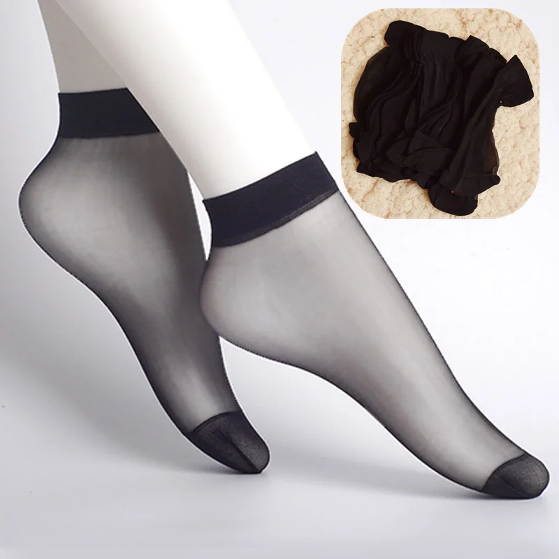 

10Pairs Autumn Bamboo Female Short Socks Women's Transparent Silk Socks Ultrathin Thin Crystal Socks High Elastic Girl Ankle Sox