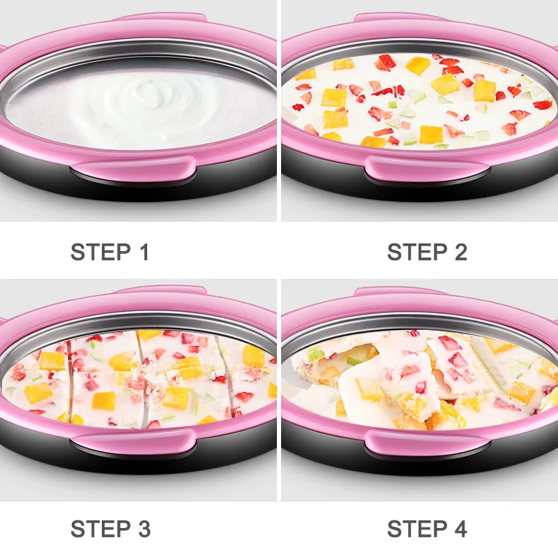 Экономичная мини Мороженица йогурт фрукты ролл сковорода Жареная Машина с лопатой инструменты комплект ds99
