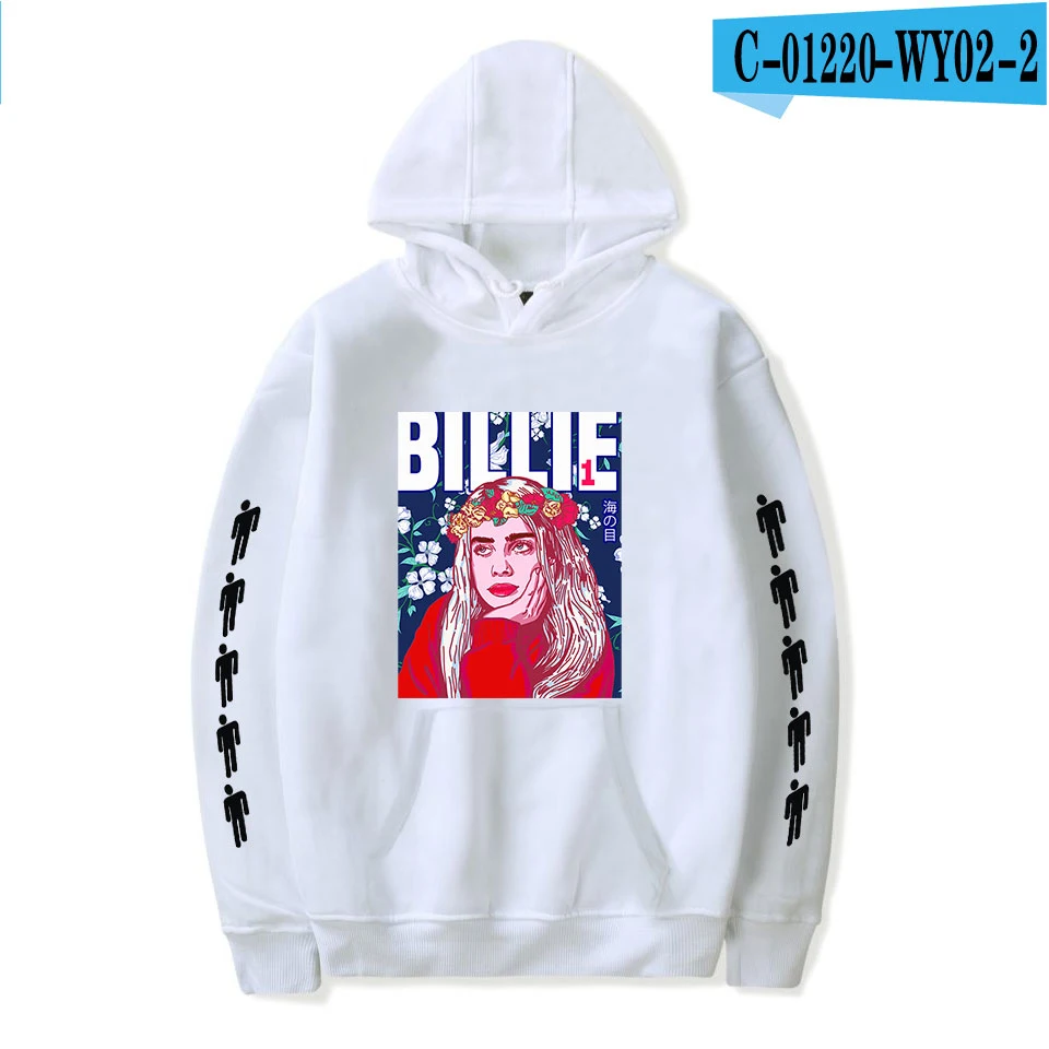 Billie Eilish, толстовки, модная толстовка, женская, Мужская Уличная толстовка, куртка, черные толстовки, плюс размер, одежда, пуловер, толстовки - Цвет: white