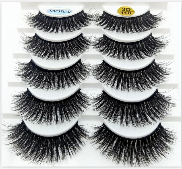5 pairs 3D mink false eyelashes natural makeup eyelash extension long cross volume soft fake eye lashes winged faux cils