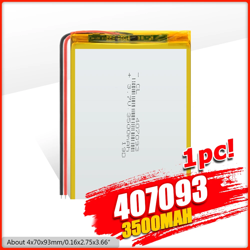 407093 3.7V 3500MAH Li-polymer Rechargeable Battery For 7&quot Tablet Q8 Q88 A13 U25GT 407095 GPS MP3 MP4 MP5 E-book | Электроника