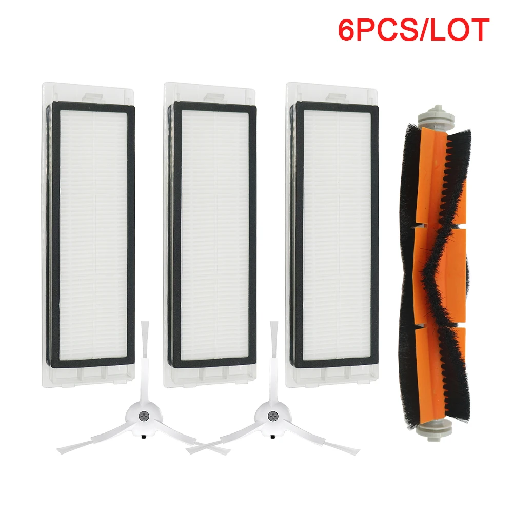 

3PCS HEPA Filter+1PC Roller+2PCS Side Brush for Xiaomi Mi Robot Roborock S50 S51 S55 T4 T6 T7 T60 Vacuum Cleaner