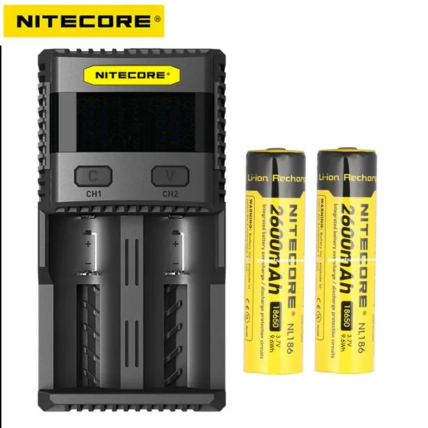 Nitecore превосходное Универсальное зарядное устройство SC2 с двумя слотами Li-Ion IMR Ni-MH NiCd AA+ 2X nitecore 2300mah батарея