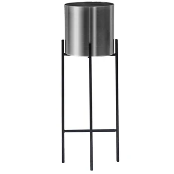 

10X10X22cm Silver Flower Pot Simple Decorative Vase Wrought Iron Flower Stand Home Decoration Stand