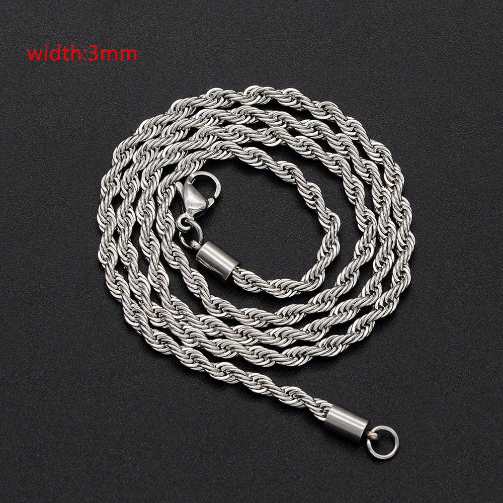 2022 Classic Rope Chain Men Necklace Width 2/3/4/5 MM Stainless Steel Figaro Cuban Chain Necklace For Men Women Jewelry 
