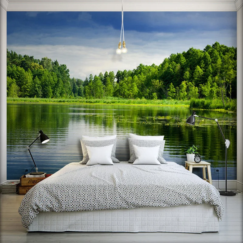 Прямая поставка фото обои красивый лес вид на озеро HD фотография 3D настенная