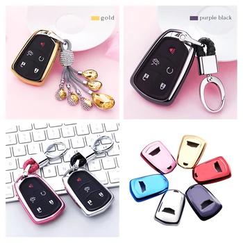 

Auto Decoration For Cadillac XT5 ATS XTS SRX CT6 Car Remote Key Case Protective Cover Crystal Pendant Buckle Shell Keychain