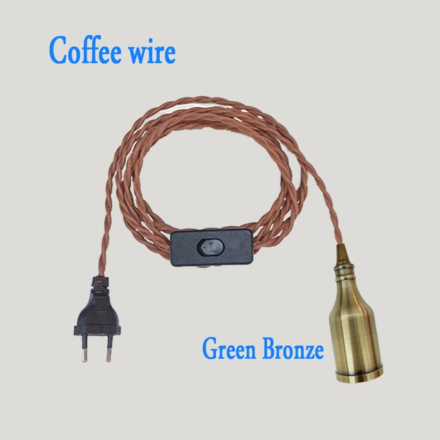 Vintage Power Cords EU Plug With Line Switch E27 LED Lights Edison Bulbs Incandescent Lamps Socket Twisted Wire Cord Lamp Hoder coffee J